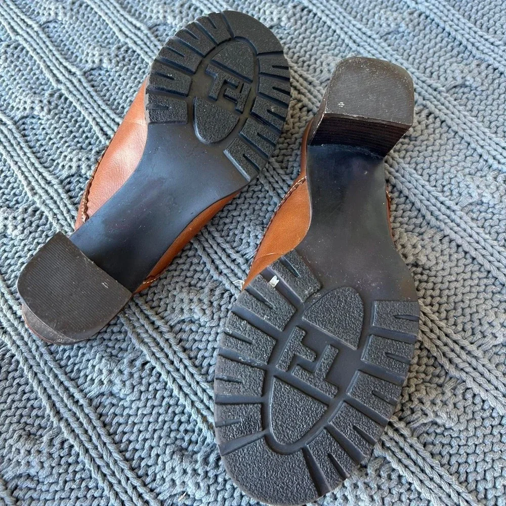 Tommy Hilfiger Brown Leather Mule Heels Size 5.5M 🤎 - Picture 5 of 8